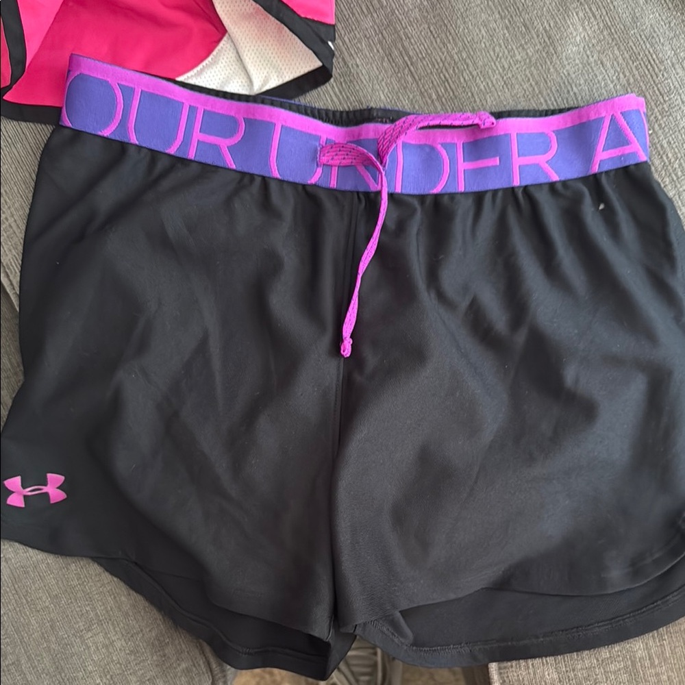 Under Armour Black and Pink Athletic Shorts Lightweight Fit